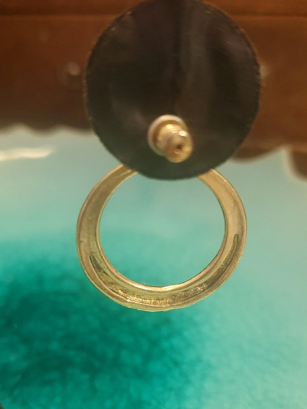 Purple Hoop Drop Earrings with Gold Accents - Women Jewelry